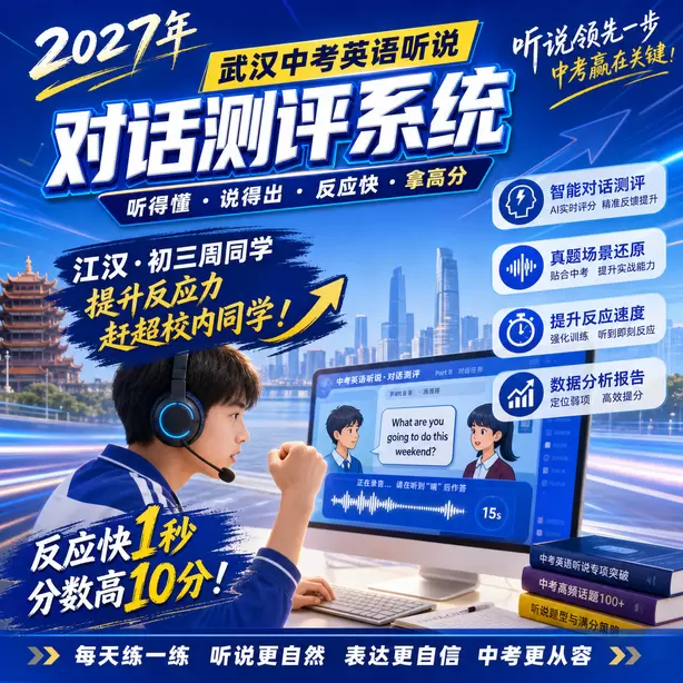 武汉中考英语听说全真模拟可以打印报告吗江汉·初三周同学(提升反应力,赶超校内同学)